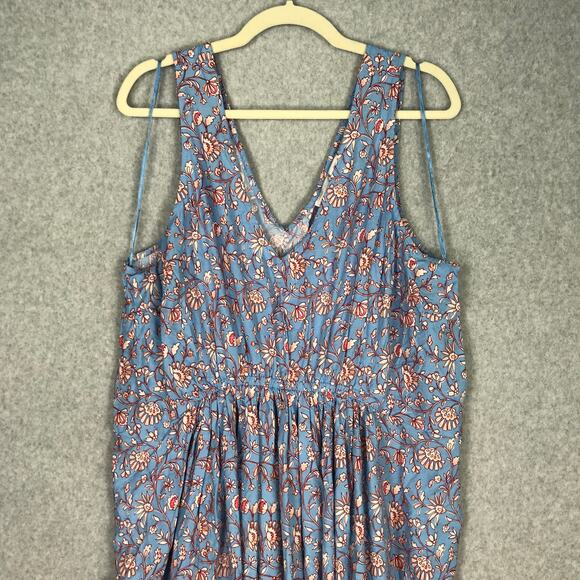 Lucky Brand Dress Womens Plus 1X Blue Maxi Floral Western Peasant Cottage Flowy - Picture 2 of 10